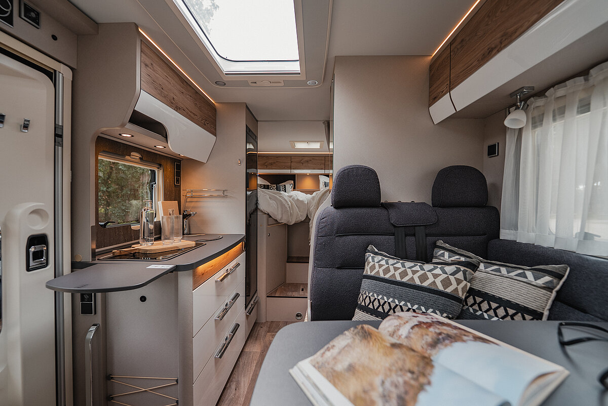 Innenansicht in einem HYMER Wohnmobil.